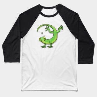 Cute green gecko cartoon Baseball T-Shirt